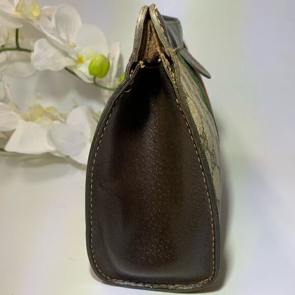 💥Authentic💥 GUCCI Web Sherry Line GG Logo Cosmetic Clutch - Picture 3 of 13